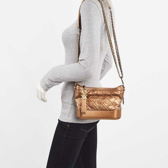 Chanel Bronze Quilted Leather Small Gabrielle Hobo Bag - Picture 3 of 9